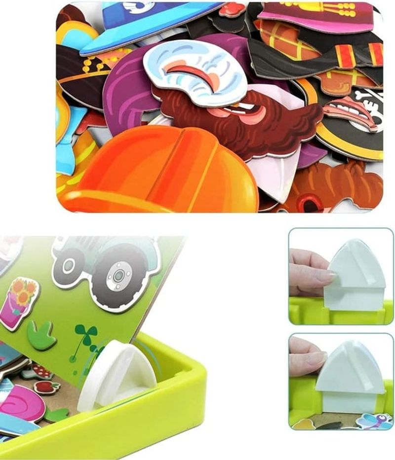 Magnetic Puzzles Face Dress Up Travel Game Double Side